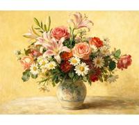 Henypt Kits De Point De Croix 11Ct Estampé,Diy Cross Stitch Embroidery Starter Kit Magnifique Bouquet Fournitures De Point De Croix Couture À La Main Pour Filles Artisana