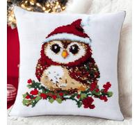 Henypt Latch Hook Kit Coussin Hibou Kit Crochet Debutant Complet 17x17 Inch Bricolage Décoration Coussin Canape Salon avec Fermeture Eclair broderie Décoratifs pour Chambre