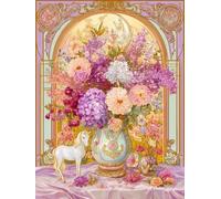 Henypt Point de Croix Kit Complet Fleurs rétro DIY Canevas Kit Complet Adultes Débutants,Avec Accessoires Art Mural Pour La Maison 14CT 40x50cm