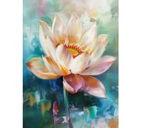 Henypt Point de Croix Kit Complet Peinture à l'huile de fleurs DIY Canevas Kit Complet Adultes Débutants,Avec Accessoires Art Mural Pour La Maison 14CT 50x70cm
