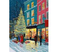 Henypt Point de Croix Kit Complet Rue des dessins animés Paysage DIY Cross Stitch Kit Adultes Débutants,Avec Accessoires Art Mural Pour La Maison 14CT 60x80cm