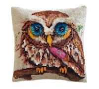 Henypt Point De Croix Kit Coussin Complet Set Chouette Chevêche Decoration Manuelle Broderie Kit Adulte Art Creatif Cadeau Diy Cross Stitch Embroidery Ca. 45 X 45 Cm