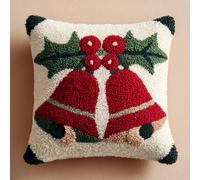 Henypt Set de Crochetage de Coussin Clochette rouge Kit de Broderie Verrouillage 43X43cm DIY Kit de Coussin avec Crochet à Loquet Crochet à la Main Kits