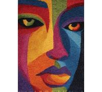 Henypt Tapis Noué à Nouer Soi-Même Kits 52x38cm,Graffiti abstrait Femme africaine Kit de Fabrication de Tapis à Crochet et Point de Croix pour Adultes et Enfants,Décorations et cadeaux