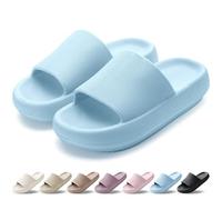 HEOAARG Claquettes Femme Chaussons Hommes Pantoufles de Nuage Léger Pantoufles de Douche Souplesse Sliders Soft Tongs Sandales pour Maison,Jardin,Plage,Piscine，Bleu Clair,35-36 EU