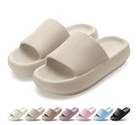 HEOAARG Claquettes Femme Chaussons Hommes Pantoufles de Nuage Léger Pantoufles de Douche Souplesse Sliders Soft Tongs Sandales pour Maison,Jardin,Plage,Piscine，Kaki,42-43 EU