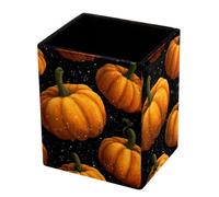 HEOEH Pot à crayons carré en cuir synthétique, citrouilles d'automne, papeterie de bureau, porte-pinceaux de maquillage, organisateur de bureau pour la maison et l'école
