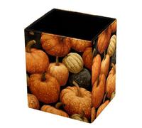 HEOEH Pot à crayons carré en cuir synthétique, citrouilles d'automne, papeterie de bureau, porte-pinceaux de maquillage, organisateur de bureau pour la maison et l'école