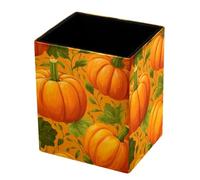 HEOEH Pot à crayons carré en cuir synthétique, citrouilles d'automne, papeterie de bureau, porte-pinceaux de maquillage, organisateur de bureau pour la maison et l'école