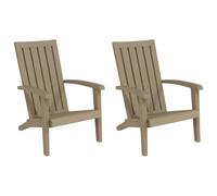 Heofavd Adirondack Lot de 2 chaises de jardin pliables en polypropylène marron clair résistant aux UV 63 x 85 x 93 cm avec accoudoirs pour balcon, terrasse et camping
