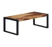 Heofavd Table basse 110 x 60 x 40 cm en bois massif d'acacia noir avec pieds en métal