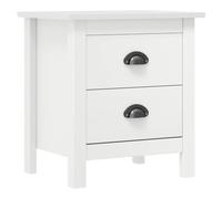 Heofavd Table de chevet en pin massif blanc 46 x 35 x 49,5 cm 2 tiroirs