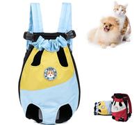heofonm Portable Backpack for Dogs and Cats Traveling Out, Adjustable Pet Backpack, 4 Leg Holes, Easy-Fit for Traveling Hiking Camping for Small Medium Dogs Cats Puppies (L,Blue)