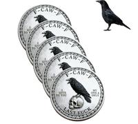 heofonm The F-CAW-F Coin - for Those Who Laugh at Life and Give Zero F*CKS! Black Raven Last Fuck Coin, Funny Novelty Challenge Coins, Token of Letting Go and Moving on (5pcs)