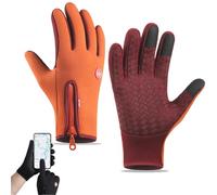 heofonm Ultimate Waterproof & Windproof Thermal Non-Slip Gloves, Unisex Sports Cycling Thermal Touch Screen Windproof Gloves (Orange,X-Large)