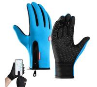 heofonm Ultimate Waterproof & Windproof Thermal Non-Slip Gloves, Unisex Sports Cycling Thermal Touch Screen Windproof Gloves (Light Blue,Medium)