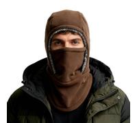 heofonm Unisex Windproof & Warm Balaclava, Winter Fleece Ski Mask Hooded Scarf Cold Weather Hat Neck Warmer (Brown)