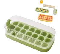 heofonm Vertical Ice Cube Tray, Vertical Ice Tray, Magic Ice Cube Maker, Press-Type Silicone Ice Cube Trays for Freezer with Lid and Bin, Easy Release Ice Cube Trays (21 grids,Green)