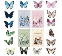 HEOUCH 160 Pièces Stickers Papillon, Contient 4 Thèmes Autocollant Papillon, Papillon Decoration Imperméables, Brillant, Transparent, Convient pour les Livres, les Cartes de Vœux, Autocollant Enfant