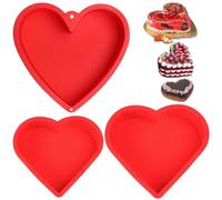 HEOUCH 3 Pièces Moule Gateau en Forme de Cœur, Moules à Pâtisseriemoules à Pâtisserie de 25.4 cm, Moule Coeur 3D, Créations de Pâtisseries DIY, Gâteau en Forme de Cœur Cuit Avec Amour (B)