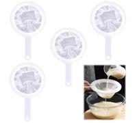 HEOUCH 4 Pièces Nylon Passoire Cuisine, Tamis Cuisine with Handle, 400/300 /200/100 Mesh Passoire Fine, Mesh Sieve, Tamis en Nylon pour Filtrer le Jus, le Lait, le Café et le Vin