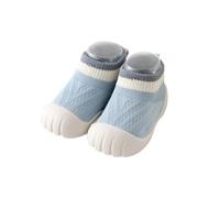 HEOXIN Chaussures Chaussettes Bébé, Premiers Garçon Bébé Fille Chausson Semelle Caoutchouc Antidérapante Souple, Embout Anti Collision Le Choc des Couleurs Respirante Chaussures, Bleu, S