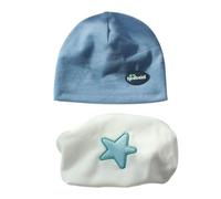 HEOXIN Ensemble Bonnet et Echarpe, Enfant Hiver Beanie Bonnet Naissance Fille et Echarpe, Bonnet et Echarpe avec Motif Pentagramme, Bonnet et Echarpe pour Bebe Fille Garçon 18-36 Mois, Bleu L