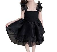 HEOXIN Nouveau-né Robe Bouffante en Maille pour Bébé Fille, Robe Tutu Princesse avec Nœud Papillon et Bretelles, Robes sans Manches en Tulle pour 3-4 Ans, Noir