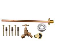 HEP® Kit de robinet d'extérieur avec bride murale enfichable avec fixations (chevilles brunes, vis et ruban PTFE)