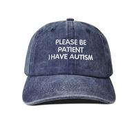 Hepandy Chapeaux brodés « Please Be Patient I Have Autism », Please Be Patient I Have Autism (Bleu Marine), Taille Unique