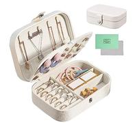 HEPAZ Boite à Bijoux,Petit Coffret à Bijoux Femmes Filles Voyage Organisateur de Bijoux,pour Bagues, Boucles, d'oreilles, Colliers, Bracelets,Comprend un chiffon de polissage en argent(Blanc)