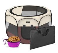Hepeeng Portable Foldable Pet Dog Cat Playpen and Puppy playpen Pet Tent with Carrying Case Collapsible Travel Bowl Indoor/Outdoor Use with Water Resistant and Removable Shade Cover