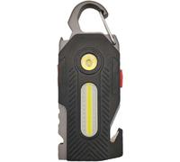 HEPOLUZ Lampe de poche multifonction 7 en 1 Cob Porte-clés Lumière de travail brillante rechargeable portable LED Sos lumière avec décapsuleur ceinture de sécurité cutter survie sifflet tournevis