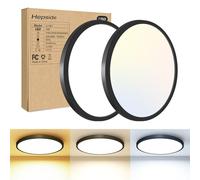 hepside Lot de 2 Plafonnier LED, Luminaire 24W 3000K/4500K/6000K Sélectionnable, Moderne Très mince Pour Salle de Bain Etanche, Facile à Installer éclairage de Plafond Ø 22cm
