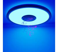 hepside Plafonnier LED Dimmable avec Haut-parleur Bluetooth, 24W RGB Change Couleur Lampe Plafond Télécommande, 3000K-6500K Rond Plafonniers, Luminaire Plafonnier et App Contrôle pour Chambre Salon