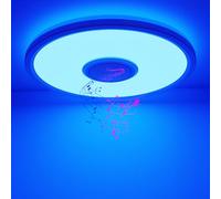 hepside Plafonnier LED Dimmable avec Haut-parleur Bluetooth, 24W RGB Change Couleur Lampe Plafond Télécommande, 3000K-6500K Rond Plafonniers, Luminaire Plafonnier et App Contrôle pour Chambre Salon