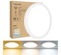 hepside Plafonnier LED, Luminaire Salle de Bain 15W 1800LM 3000K/4500K/6000K Sélectionnable, Moderne Très mince éclairage de Plafond Etanche IP44, Facile à Installer Ø 18cm