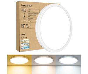 hepside Plafonnier LED, Luminaire Salle de Bain 15W 1800LM 3000K/4500K/6000K Sélectionnable, Moderne Très mince éclairage de Plafond Etanche, Facile à Installer Ø 18cm
