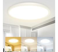 hepside Plafonnier LED, Luminaire Salle de Bain 24W 3000K/4500K/6000K Sélectionnable, Moderne Très mince éclairage de Plafond Etanche IP44, Facile à Installer Ø 22cm