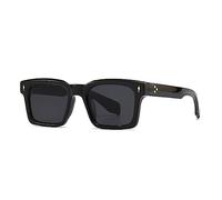 Heptagram Lunettes de soleil carrées pour homme et femme, verres rectangulaires épais, verres noirs, protection UV400, Monture noire, verres gris, Taille unique