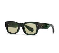 Heptagram Lunettes de soleil rectangulaires pour homme et femme Protection UV400, Monture vert foncé, verres gris clair, 50 mm