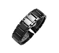 HEPUP Bracelet de montre en céramique pour Armani AR1451 AR1452 AR1400 AR1410 Bracelet de montre avec fermoir papillon en acier inoxydable 22 24 mm, Agate