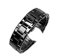 HEPUP Bracelet de montre en céramique pour Armani AR1451 AR1452 AR1400 AR1410 Bracelet de montre avec fermoir papillon en acier inoxydable 22 24 mm, Agate