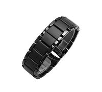 HEPUP Bracelet de montre en céramique pour Armani AR1451 AR1452 AR1400 AR1410 Bracelet de montre avec fermoir papillon en acier inoxydable 22 24 mm, Agate