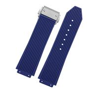 HEPUP Bracelet en caoutchouc de silicone pour Hublot Big Bang Noir Bleu Blanc Avec boucle papillon 26 x 19 mm, 25.19mm, Agate