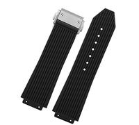 HEPUP Bracelet en caoutchouc de silicone pour Hublot Big Bang Noir Bleu Blanc Avec boucle papillon 26 x 19 mm, 25.19mm, Agate