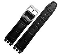 HEPUP Bracelet en cuir de veau véritable de 17 mm et 19 mm pour montre Swatch pour homme et femme Motif alligator Accessoires de montre, 17mm, Agate