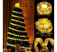 HEPYLAIFU Ruban Sapin noël LED Ruban LED à lumière Blanche Chaude Guirlande Lumineuse de noël Commande USB, décoration d'arbre noël (Color : Gold, Size : 5M+Remote)