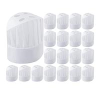 Heqishun Chapeau de Chef, 20 Pcs Toque de Chef Jetable, Chapeau de Cuisine Réglable pour Cuisine Maison Restaurant Restauration Toques de Cuisinier Non-tissé, Élastique Chapeaux De Cuisine (Blanc)