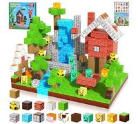 Heqishun Ensemble Blocs Cubes Magnétiques,Tablier pour Enfant Avec Poche，Ensemble artistique créatif pour enfants (200pcs Puzzle)